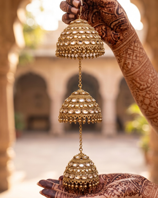 Traditional Polki Triple-Tier Bridal Kaleerein | Tanniskka Bridal