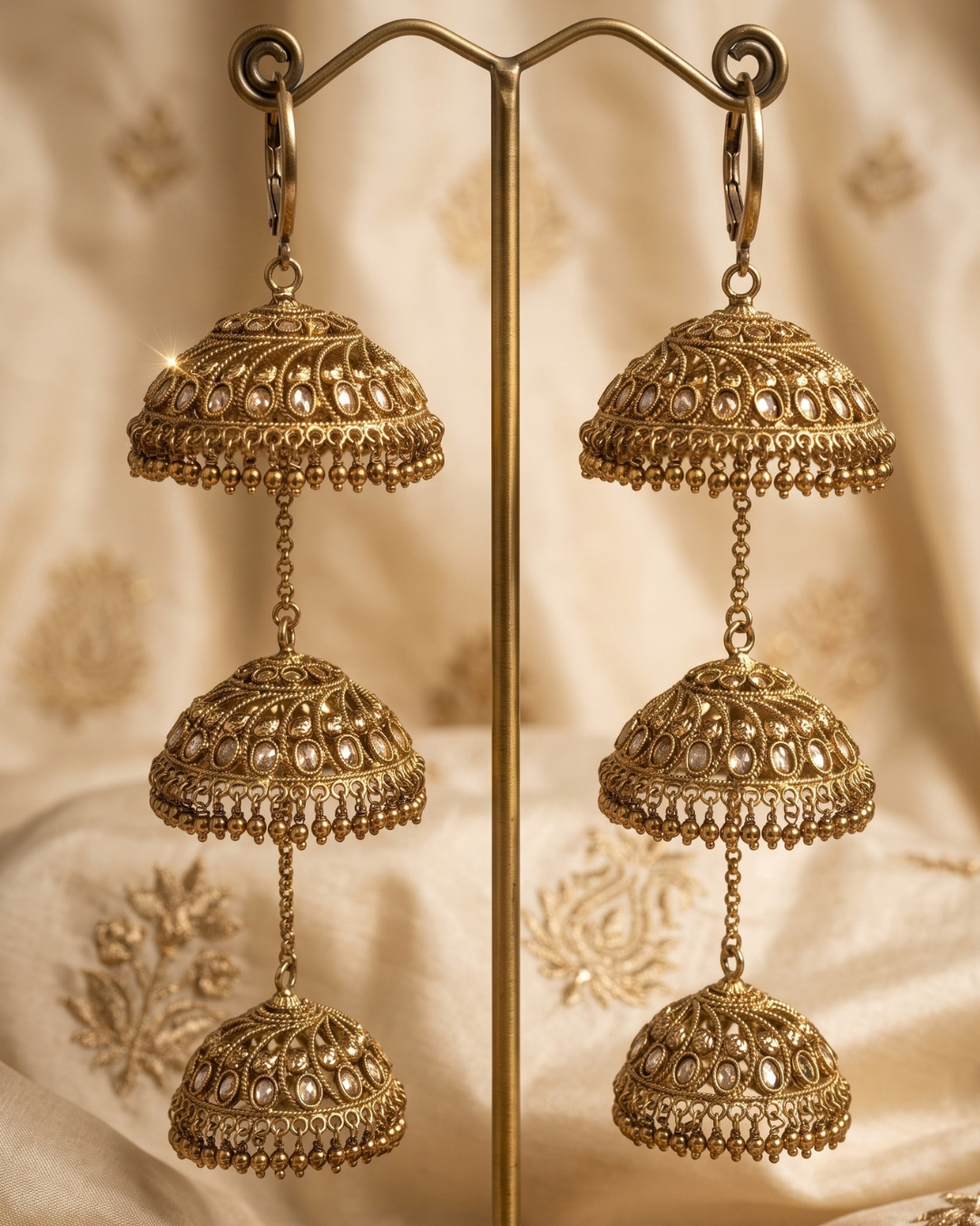 Traditional Polki Triple-Tier Bridal Kaleerein | Tanniskka Bridal