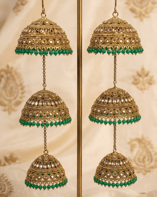 Traditional Polki Triple-Tier Bridal Kaleerein | Tanniskka Bridal
