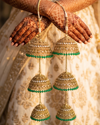 Traditional Polki Triple-Tier Bridal Kaleerein | Tanniskka Bridal