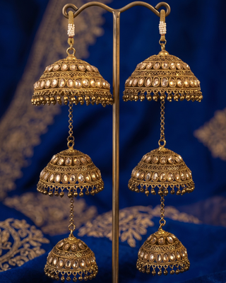 Traditional Polki Triple-Tier Bridal Kaleerein | Tanniskka Bridal