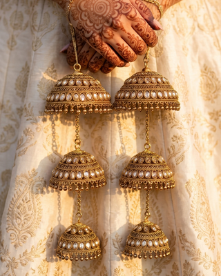 Traditional Polki Triple-Tier Bridal Kaleerein | Tanniskka Bridal