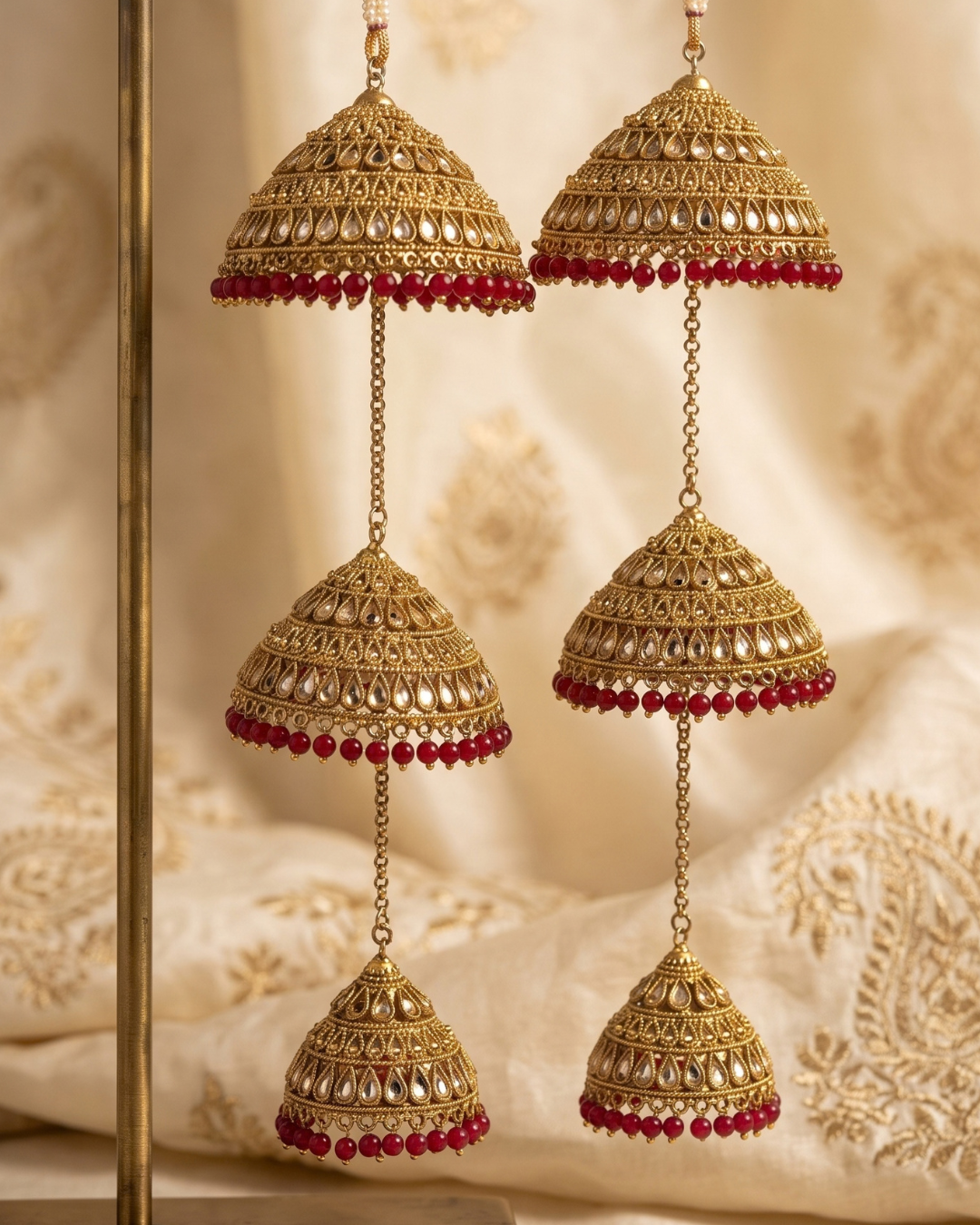 Traditional Polki Triple-Tier Bridal Kaleerein | Tanniskka Bridal