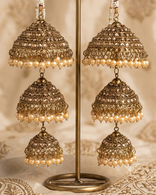 Traditional Polki Triple-Tier Bridal Kaleerein | Tanniskka Bridal