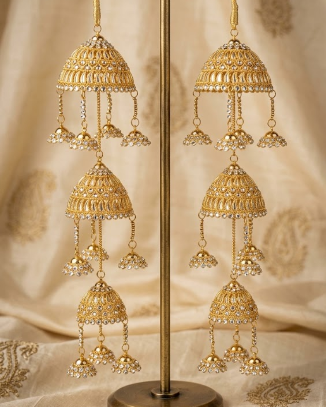 3-Tier AD Waterfall Jhumka Kalire for Brides | Tanniskka Bridal