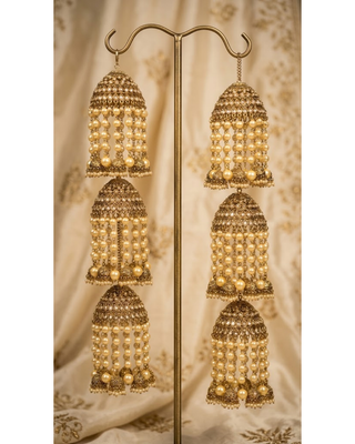 Traditional 3-Tier Pearl Jhumka Kalire | Tanniskka Bridal