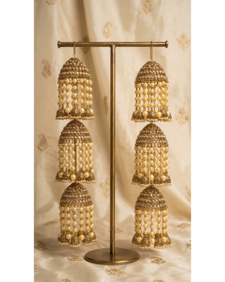 Traditional 3-Tier Pearl Jhumka Kalire | Tanniskka Bridal