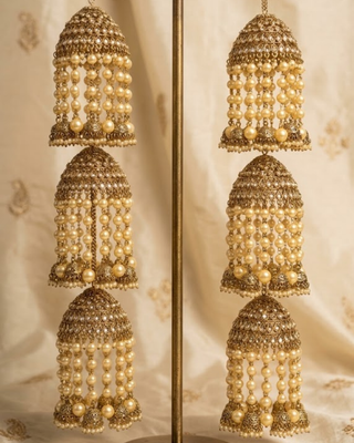 Traditional 3-Tier Pearl Jhumka Kalire | Tanniskka Bridal