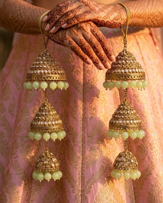 Traditional Triple-Tier Golden Mint Cascade Kaleerein | Tanniskka Bridal