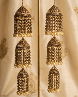 Traditional 3-Tier Pearl Jhumka Kalire | Tanniskka Bridal