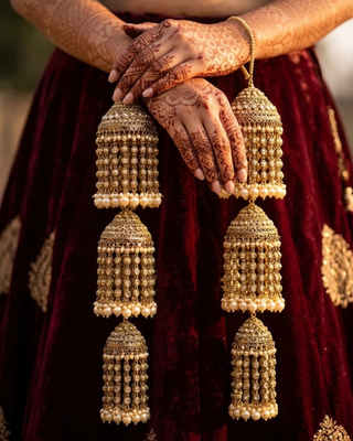 Traditional 3-Tier Pearl Jhumka Kalire | Tanniskka Bridal