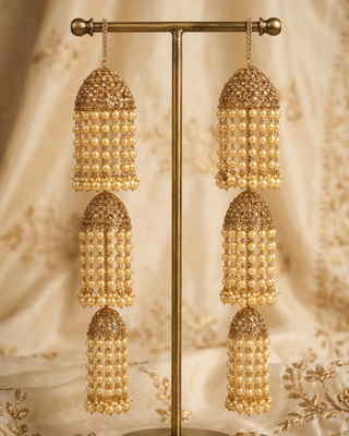 Traditional 3-Tier Pearl String Jhumka Kalire | Tanniskka Bridal