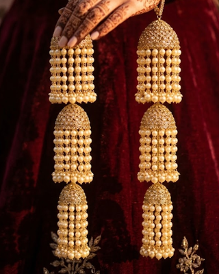 Traditional 3-Tier Pearl String Jhumka Kalire | Tanniskka Bridal