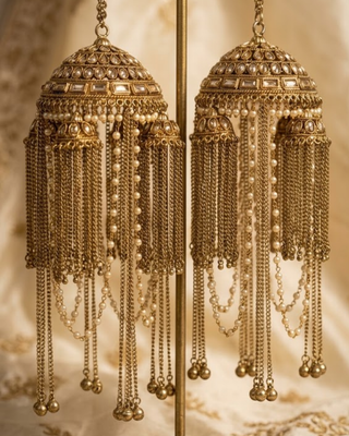Antique Gold Kalire with Pearl and Chain Drops | Tanniskka Bridal