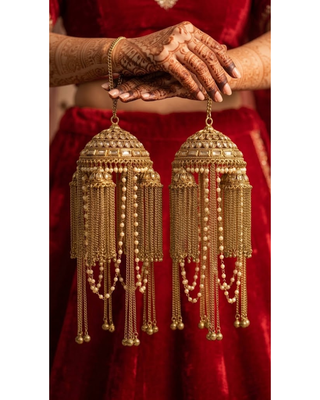 Antique Gold Kalire with Pearl and Chain Drops | Tanniskka Bridal