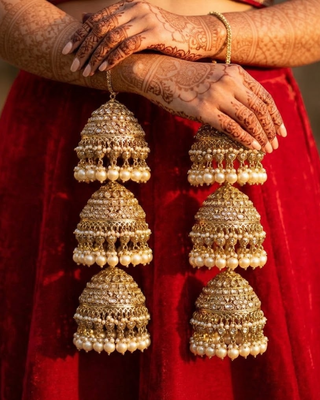 Traditional 3-Tier Pearl Jhumka Kalire | Tanniskka Bridal