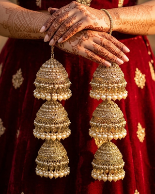 Traditional 3-Tier Pearl Jhumka Kalire | Tanniskka Bridal