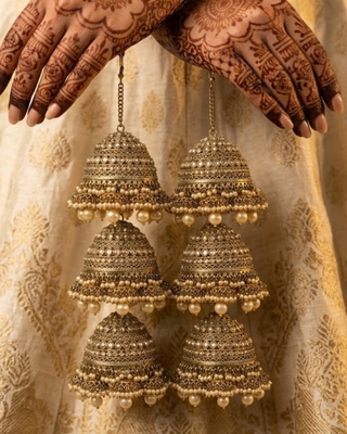 Traditional 3-Tier Pearl Jhumka Kalire | Tanniskka Bridal