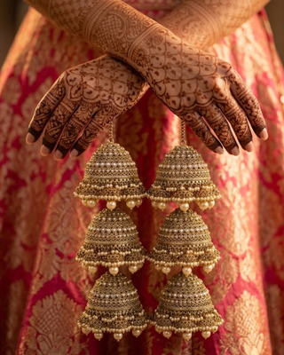 Traditional 3-Tier Pearl Jhumka Kalire | Tanniskka Bridal