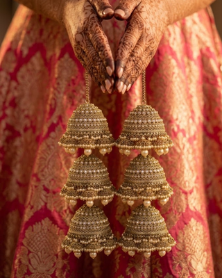 Traditional 3-Tier Pearl Jhumka Kalire | Tanniskka Bridal