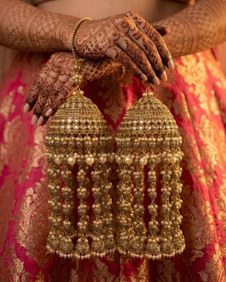 Traditional Antique Gold & Pearl Cascade Bridal Kalire | Tanniskka Bridal