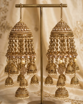 Antique Gold Multi-Tier Pearl Kaleerein | Tanniskka Bridal