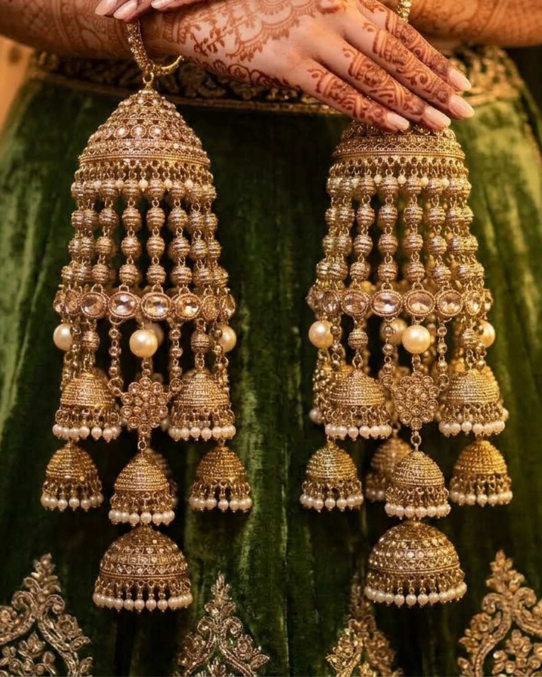 Antique Gold Multi-Tier Pearl Kaleerein | Tanniskka Bridal