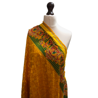 The Sunehri Dholi Bridal Phulkari Dupatta - Punjabi Phulkari Dupatta