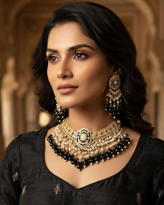 The Onyx Hexagon Majesty Necklace Set