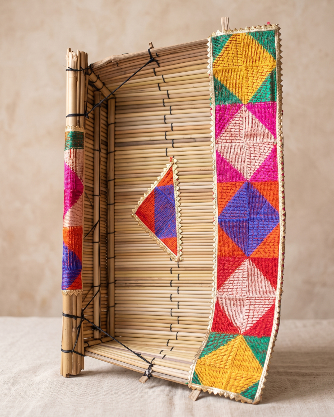 Traditional Handcrafted Punjabi Jaggo Chaj - Phulkari Embroidered Wedding Decor (Chaj Only)