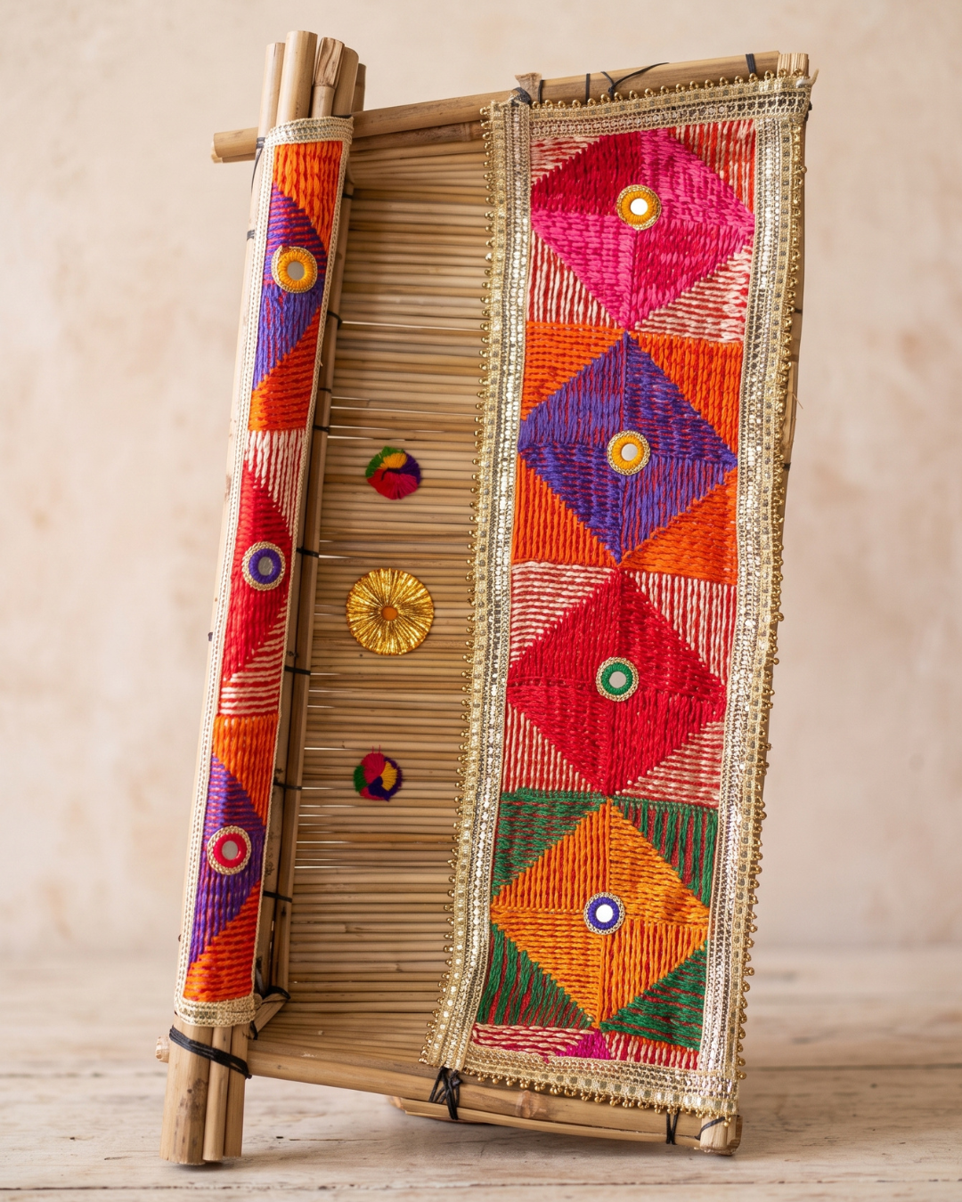 Traditional Handcrafted Punjabi Jaggo Chaj - Phulkari Embroidered Wedding Decor (Chaj Only)