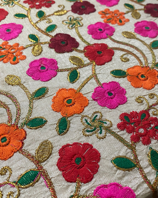 Handcrafted Embroidered Punjabi Mayian Set - Matching Stool (Peera) & Foot Board (Fatti) for Wedding Ceremonies