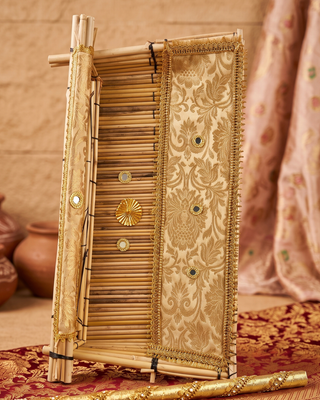 Traditional Handcrafted Punjabi Jaggo Chaj - Golden Embroidered Wedding Decor (Chaj & Stick)