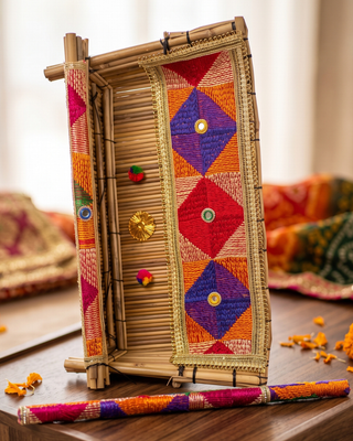 Traditional Handcrafted Punjabi Jaggo Chaj - Multi Embroidered Wedding Decor (Chaj & Stick)