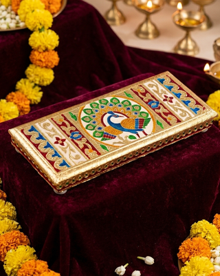 Handcrafted Meenakari Fatti – Traditional Decorative Wooden Piece for Puja & Weddings