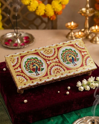 Handcrafted Meenakari Fatti – Traditional Decorative Wooden Piece for Puja & Weddings