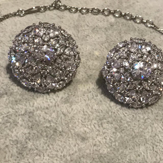 American Diamond Style Necklace Set - Silver - Necklace Set