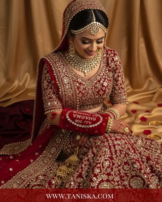 Ajj Din Shagna Da' Embroidered Velvet Choora Covers – Deep Red