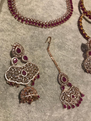 American Diamond Style Necklace Set - Rose Gold / Hot Pink (Limited Edition) - Necklace Set