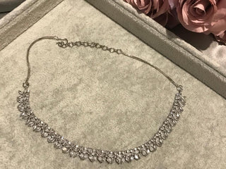American Diamond Style Necklace Set - Silver - Necklace Set