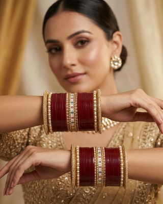 Maroon Bridal Choora / Bangles Set (2.6-2.8)