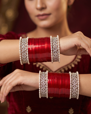 Red Ombre Bridal Choora / Bangles Set (2.6-2.8)