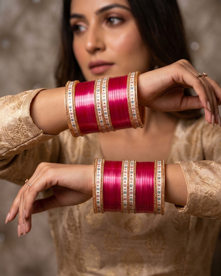Gajri Pink Bridal Choora / Bangles Set (2.4-2.6)