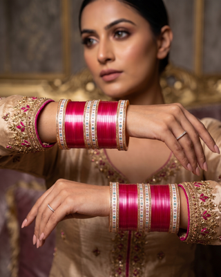 Gajri Pink Bridal Choora / Bangles Set (2.4-2.6)