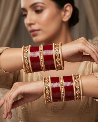 Red Bridal Choora / Bangles Set (2.4-2.6)