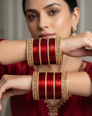 Red Bridal Choora / Bangles Set (2.4-2.6)