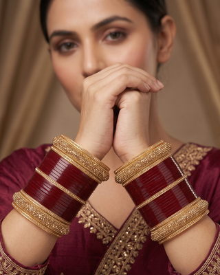 Maroon Bridal Choora / Bangles Set (2.4-2.6)
