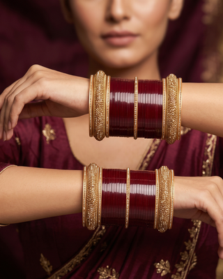 Maroon Bridal Choora / Bangles Set (2.4-2.6)