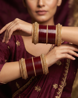 Maroon Bridal Choora / Bangles Set (2.4-2.6)