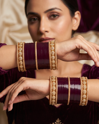 Maroon Bridal Choora / Bangles Set (2.4-2.6)